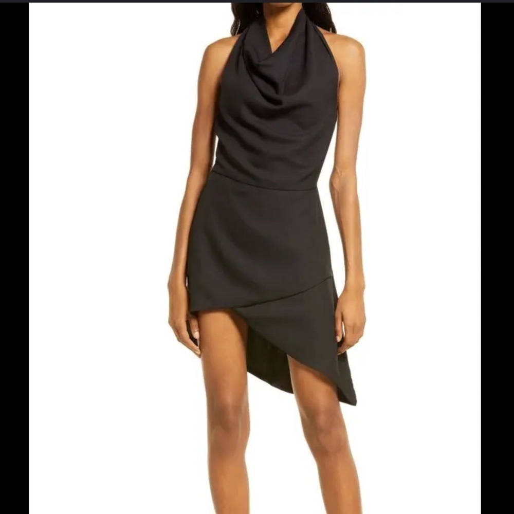 NWT Area Stars Marti Cowl Halter Neck Elegant Black Dress
